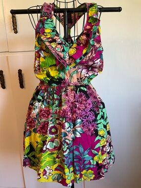 Vibrant Floral Ruffle Sundress - Multicolor